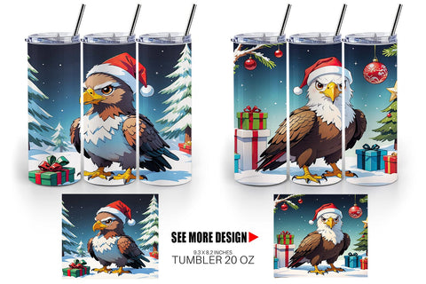 Tumbler Wrap Cartoon Christmas Eagle Sublimation artnoy 