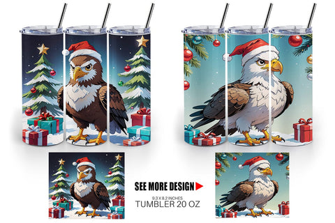 Tumbler Wrap Cartoon Christmas Eagle Sublimation artnoy 