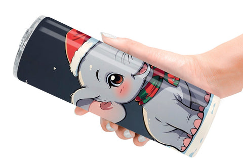 Tumbler Wrap Cartoon Christmas Elephant Sublimation artnoy 