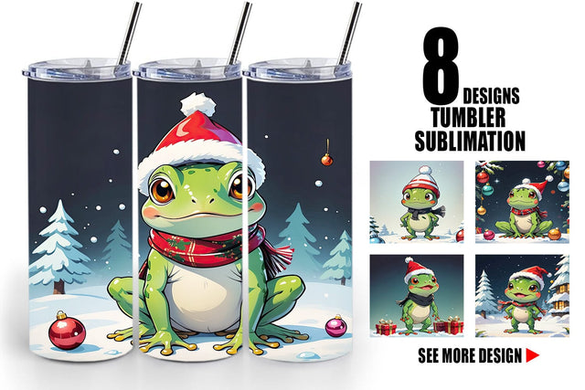 Tumbler Wrap Cartoon Christmas Frog Sublimation artnoy 