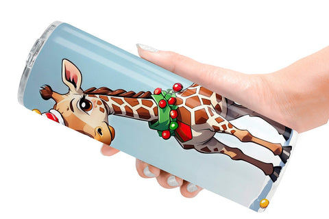 Tumbler Wrap Cartoon Christmas Giraffe Sublimation artnoy 