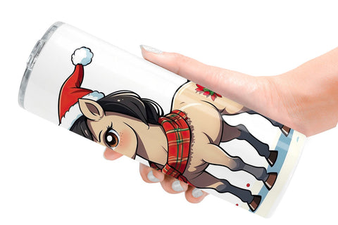 Tumbler Wrap Cartoon Christmas Horse Sublimation artnoy 
