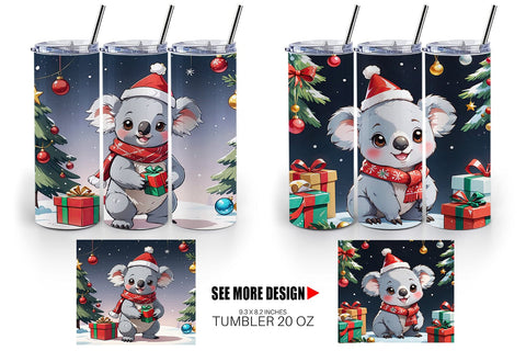Tumbler Wrap Cartoon Christmas Koala Sublimation artnoy 