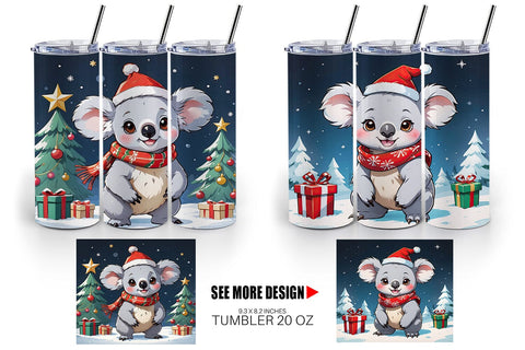 Tumbler Wrap Cartoon Christmas Koala Sublimation artnoy 