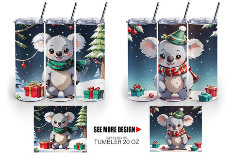 Tumbler Wrap Cartoon Christmas Koala Sublimation artnoy 