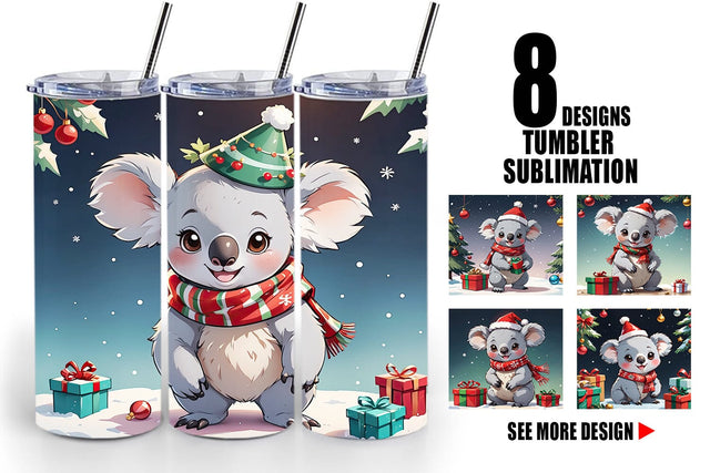Tumbler Wrap Cartoon Christmas Koala Sublimation artnoy 