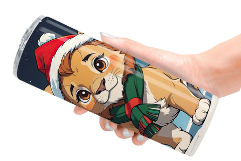 Tumbler Wrap Cartoon Christmas Lion Sublimation artnoy 