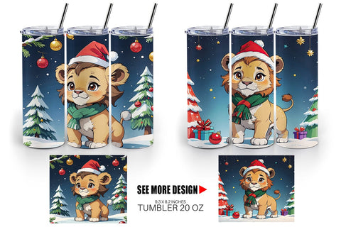 Tumbler Wrap Cartoon Christmas Lion Sublimation artnoy 
