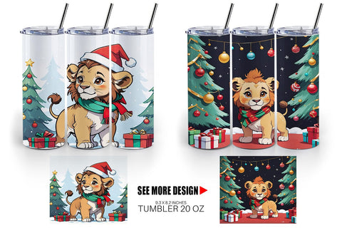 Tumbler Wrap Cartoon Christmas Lion Sublimation artnoy 