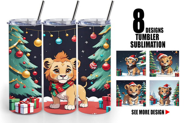 Tumbler Wrap Cartoon Christmas Lion Sublimation artnoy 