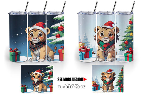 Tumbler Wrap Cartoon Christmas Lion Sublimation artnoy 