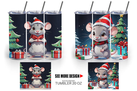 Tumbler Wrap Cartoon Christmas Mouse Sublimation artnoy 
