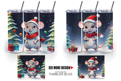 Tumbler Wrap Cartoon Christmas Mouse Sublimation artnoy 