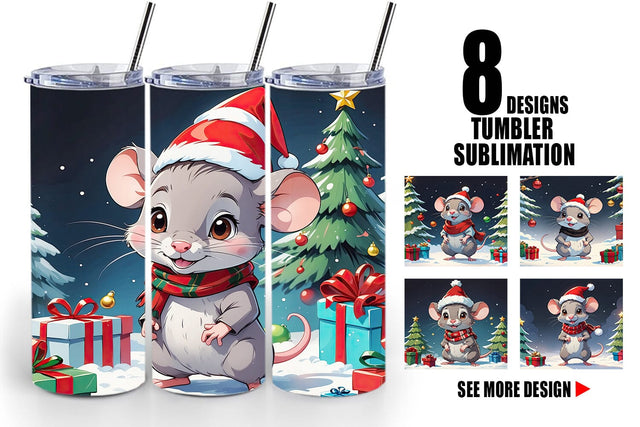 Tumbler Wrap Cartoon Christmas Mouse Sublimation artnoy 