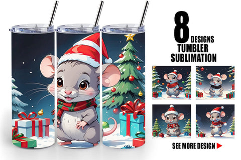 Tumbler Wrap Cartoon Christmas Mouse Sublimation artnoy 