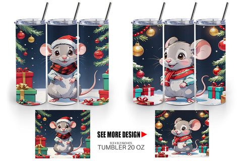 Tumbler Wrap Cartoon Christmas Mouse Sublimation artnoy 