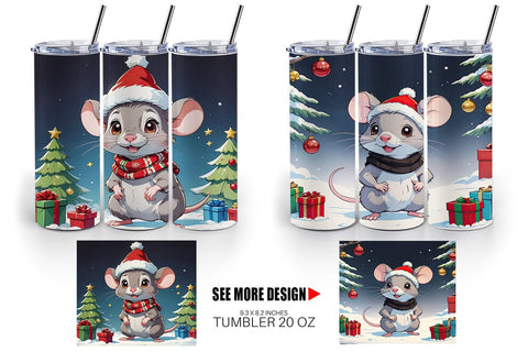 Tumbler Wrap Cartoon Christmas Mouse Sublimation artnoy 