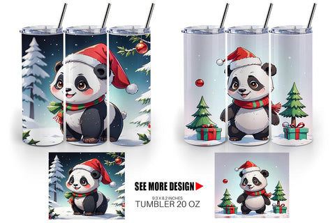 Tumbler Wrap Cartoon Christmas Panda Sublimation artnoy 
