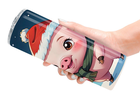 Tumbler Wrap Cartoon Christmas Pig Sublimation artnoy 