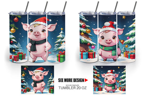 Tumbler Wrap Cartoon Christmas Pig Sublimation artnoy 