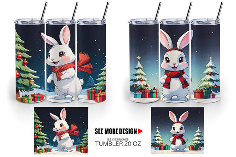 Tumbler Wrap Cartoon Christmas Rabbit Sublimation artnoy 