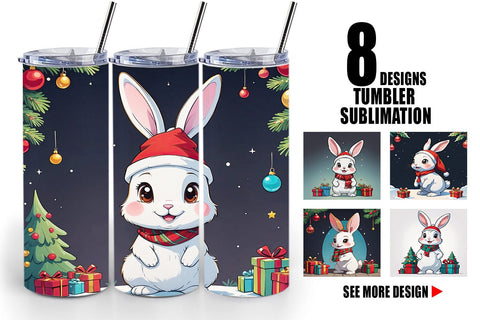 Tumbler Wrap Cartoon Christmas Rabbit Sublimation artnoy 