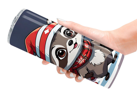 Tumbler Wrap Cartoon Christmas Raccoon Sublimation artnoy 