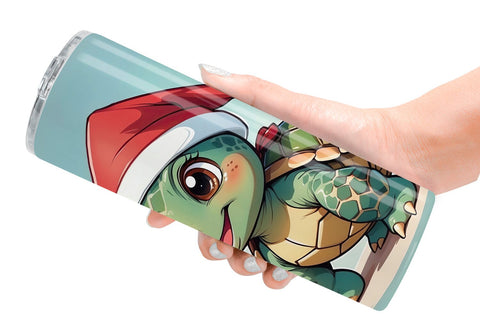 Tumbler Wrap Cartoon Christmas Turtle Sublimation artnoy 