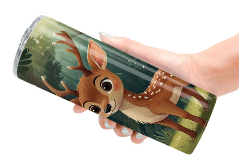 Tumbler Wrap Cartoon Deer in Forest Sublimation artnoy 