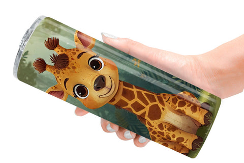 Tumbler Wrap Cartoon Giraffe in Forest Sublimation artnoy 