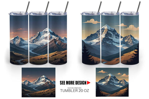 Tumbler Wrap Cartoon Mount Everest Sublimation artnoy 
