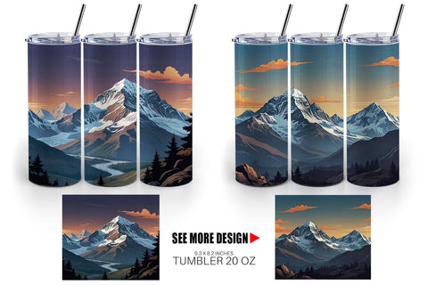 Tumbler Wrap Cartoon Mount Everest Sublimation artnoy 