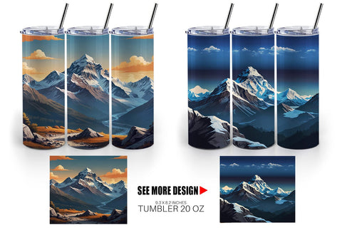 Tumbler Wrap Cartoon Mount Everest Sublimation artnoy 