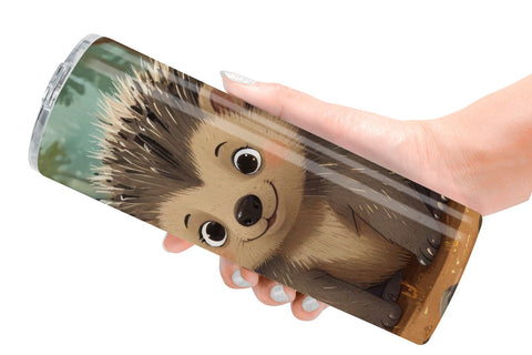 Tumbler Wrap Cartoon Porcupine in Forest Sublimation artnoy 