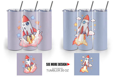Tumbler Wrap Cartoon Rocket Sublimation artnoy 