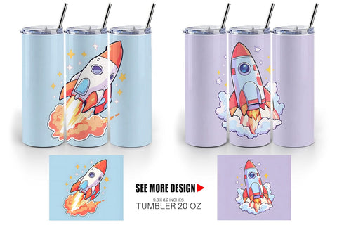 Tumbler Wrap Cartoon Rocket Sublimation artnoy 