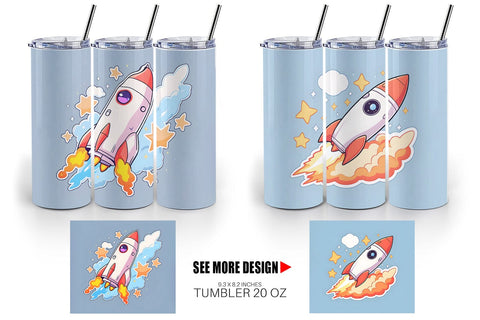 Tumbler Wrap Cartoon Rocket Sublimation artnoy 