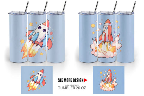 Tumbler Wrap Cartoon Rocket Sublimation artnoy 