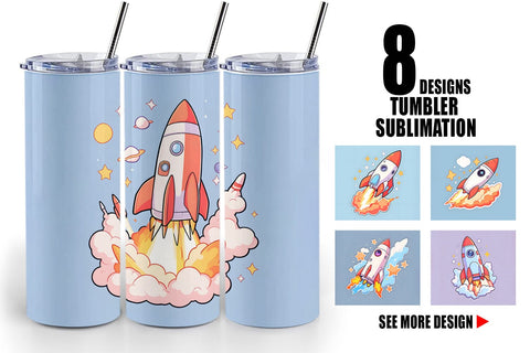 Tumbler Wrap Cartoon Rocket Sublimation artnoy 