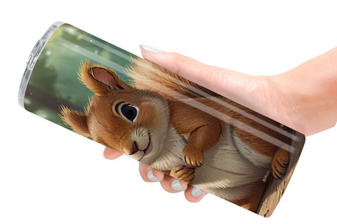 Tumbler Wrap Cartoon Squirrel in Forest Sublimation artnoy 