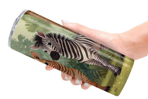 Tumbler Wrap Cartoon Zebra in Forest Sublimation artnoy 