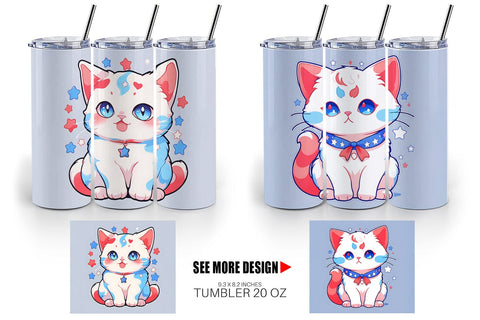 Tumbler Wrap Cat 4th July Sublimation artnoy 