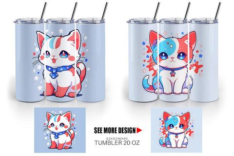 Tumbler Wrap Cat 4th July Sublimation artnoy 