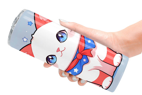 Tumbler Wrap Cat 4th July Sublimation artnoy 