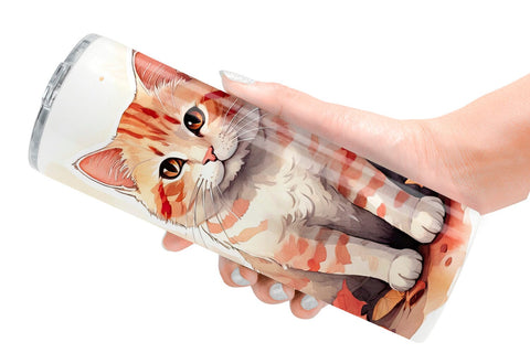 Tumbler Wrap Cat Among Falling Leaves Sublimation artnoy 