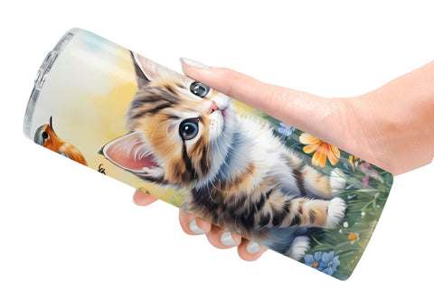 Tumbler Wrap Cat and Flowers Sublimation artnoy 