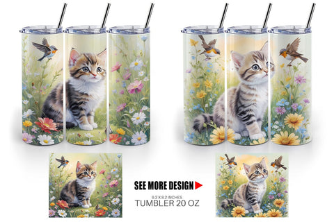 Tumbler Wrap Cat and Flowers Sublimation artnoy 