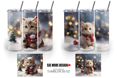 Tumbler Wrap Cat Christmas Sublimation artnoy 