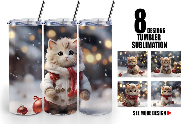 Tumbler Wrap Cat Christmas Sublimation artnoy 