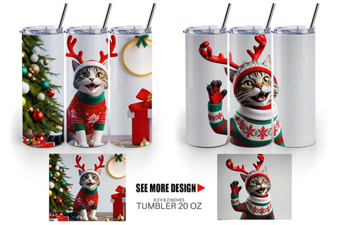 Tumbler Wrap Cat Christmas Sublimation artnoy 